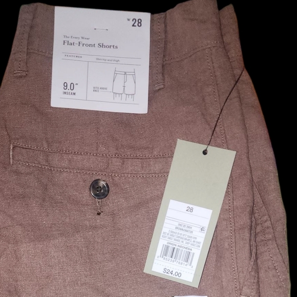 Mens Goodfellow & Co Flat Front Brown Size 28  Shorts 9in Inseam - Picture 4 of 4